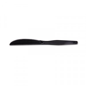 Plastic Tableware, Heavy Mediumweight Knives, Black