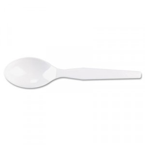 Plastic Tableware, Heavy Mediumweight Teaspoons, White