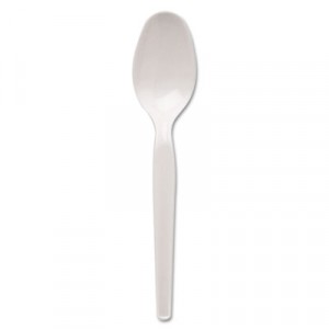 Plastic Tableware, Heavy Mediumweight Teaspoons, White