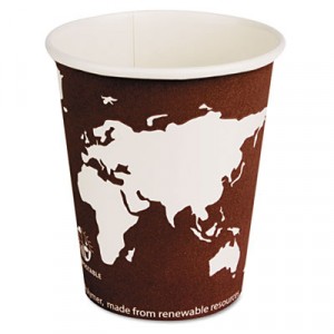 World Art Renewable Resource Compostable Hot Drink Cups, 8 oz, Plum