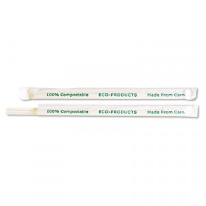 Compostable Straws, 7 3/4", Corn Plastic, Clear