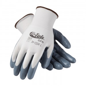Glove Nylon Coated Nitrile Seamless Knit White LRG 25DZ/CS