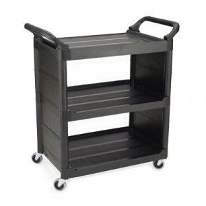 Service Cart, 150-lb Cap., 3 Shelves, 18 5/8w x 33 5/8d x 36 5/8h, Black