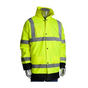 Class 3 Coat, Quilted Insulation, Blk Trim, Zip Cl. Hd 2in. Tape, LY Size 2X-Large