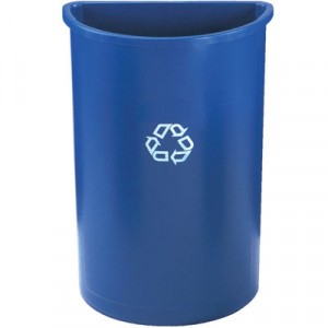 Half-Round Recycling Container, Plastic, 21 gal, Blue