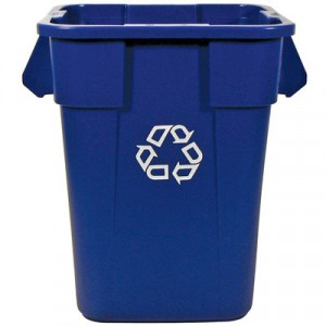 Brute Recycling Container, Square, Polyethylene, 40 gal, Blue