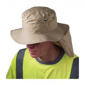 EZ-Cool Evap. Cooling Ranger Hat Neck Shade, Khaki Size Large