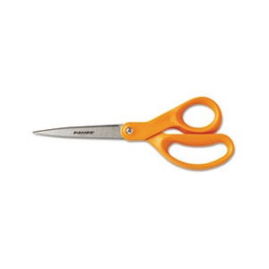 Scissors 8" Length x 3.5 Cut Length Straight Handle Orange
