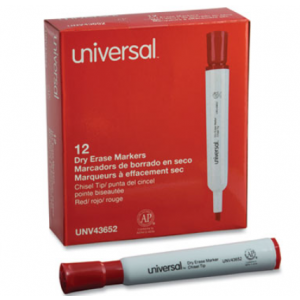 Dry Erase Marker Broad Chisel Red Tip 12/CS