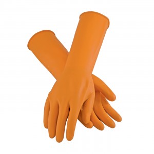 Glove Unsupported Latex 18mil Orange 15" Length Sandblast Grip Large