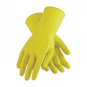Glove Flock Lined 18Mil Honeycomb Grip Yellow Large 12DZ/CS