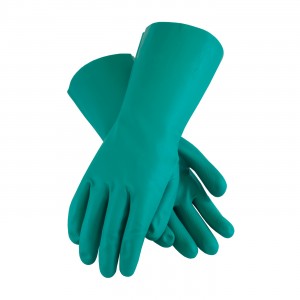Glove Nitrile 12" 15Mil Green w/Flock Line Size:9