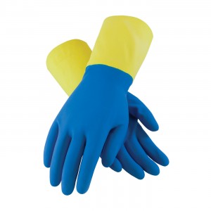 Glove Neoprene 12" 19mil Double Dipped Blue / Yellow 12PR/BG