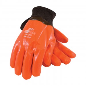 Glove PVC Hi-Vis Orange Smooth Knit Wrist Liquid Proof