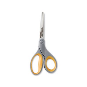 Scissor 8" Long 3.5" Cut Straight Gray/Yellow Handle
