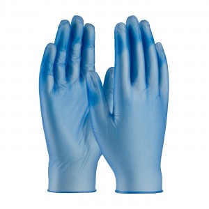 Glove Vinyl 9.5" 5Mil Industrial P/F Blue Large 100/BX 10/CS