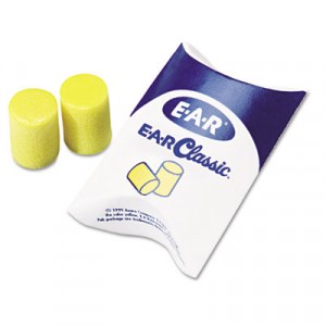 E-A-R Classic Earplugs, Pillow Paks, Uncorded, PVC Foam, Yellow