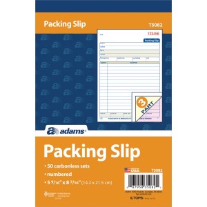Packing Slip Book 3-Part Carbonless 5-.5625x7.3125 50 Sheets per Pad