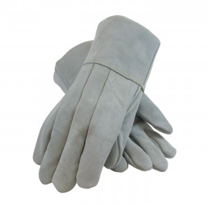 Foundry Glove, Hvy Side Split Cow, Wool Lined, Gry., Sewn w/Kevlar