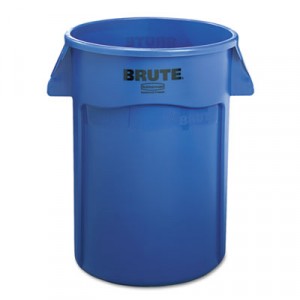 Brute Vented Trash Receptacle, Round, 44 gal, Blue