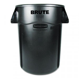 Brute Vented Trash Receptacle, Round, 44 gal, Black