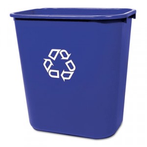 Medium Deskside Recycling Container, Rectangular, Plastic, 28 1/8qt, Blue