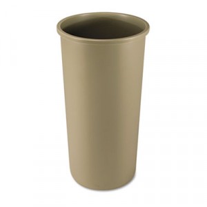 Untouchable Waste Container, Round, Plastic, 22 gal, Beige