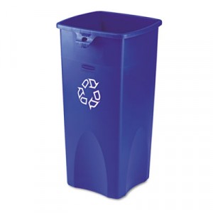 Untouchable Recycling Container, Square, Plastic, 23 gal, Blue