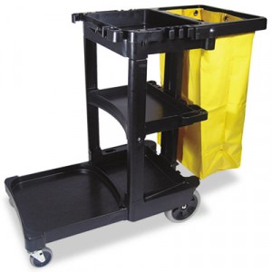 Multi-Shelf Cleaning Cart, 3-Shelf, 20w x 45d x 38-1/4h, Black