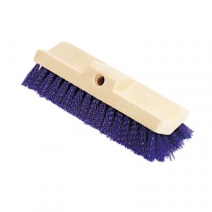 Bi-Level Deck Scrub Brush, Poly Fibers, 10 Plastic Block, Tapered Hole