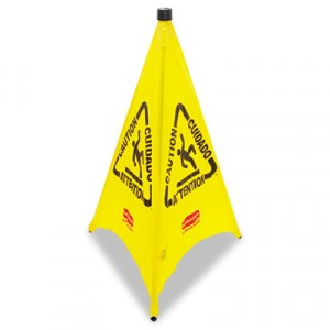 Three-Sided Wet Floor Safety Cone, 21w x 21d x 30h, Yellow
