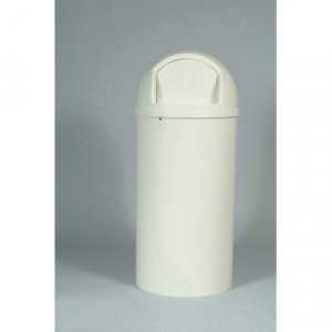 Marshal Classic Container, Round, Polyethylene, 25 gal, Off-White
