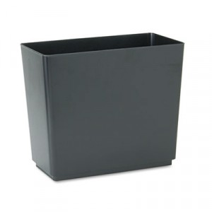 Designer 2 Wastebasket, Rectangular, Plastic, 6 1/2 gal, Black