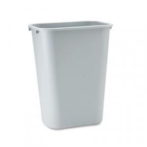 Deskside Plastic Wastebasket, Rectangular, 10 1/4 gal, Gray