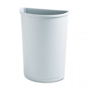 Untouchable Waste Container, Half-Round, Plastic, 21 gal, Gray