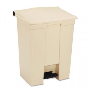 Fire-Safe Step-On Receptacle, Rectangular, Polyethylene, 18 gal, Beige