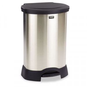 Step-On Container, Oval, Stainless Steel, 23 gal, Black