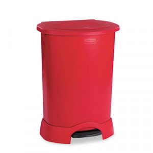Step-On Container, Oval, Polyethylene, 30 gal, Red