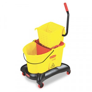 Mop Bucket Plastic 35 qt Wave Brake w/Wringer Yellow RCP7680
