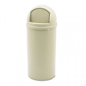 Marshal Classic Container, Round, Polyethylene, 15 gal, Beige