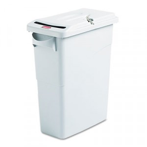 Slim Jim Confidential Receptacle w/Lid, Rectangle, 15 7/8gal, Light Gray