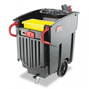 MegaBrute Mobile Waste Collector, Rectangular, Polyethylene, 120gal, Black