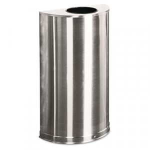 European Metallic Open Top Receptacle, Half-Round, 12 gal, Stainless Steel