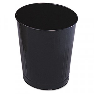 Fire-Safe Wastebasket, Round, Steel, 6 1/2 gal, Black