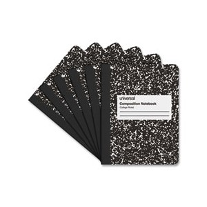 Composition Book College Rule Black/White Marble 9.75x7.5 100 Pages 6/PKG