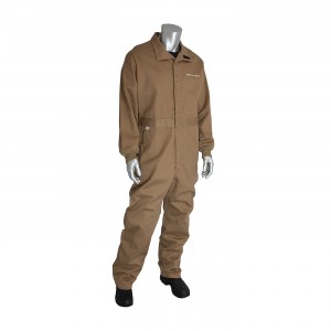 8 Cal FR Dual Cert. 7oz. Coverall, Vented Back, NFPA 70E & 2112, Tan Size 2X-Large