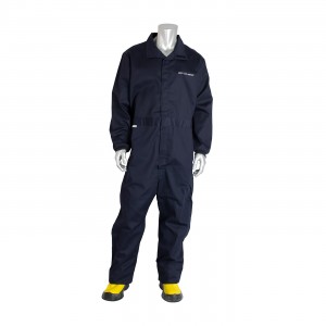 12 Cal FR Coverall, 9oz. Cotton NFPA 70E/ASTM F1506, Navy Size 5X-Large