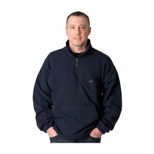 9 Cal FR Wind Pro Qtr Zip Pullover Sweatshirt, Wind/Water Resist., Nvy Size 2X-Large