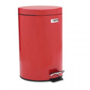 Economical Step Can, Round, Steel, 3 1/2 gal, Red