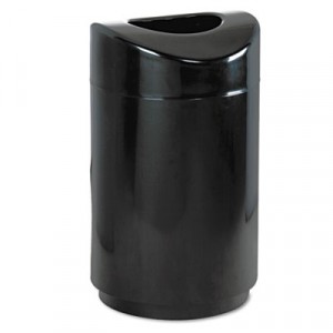 Eclipse Open Top Waste Receptacle, Round, Steel, 30 gal, Black